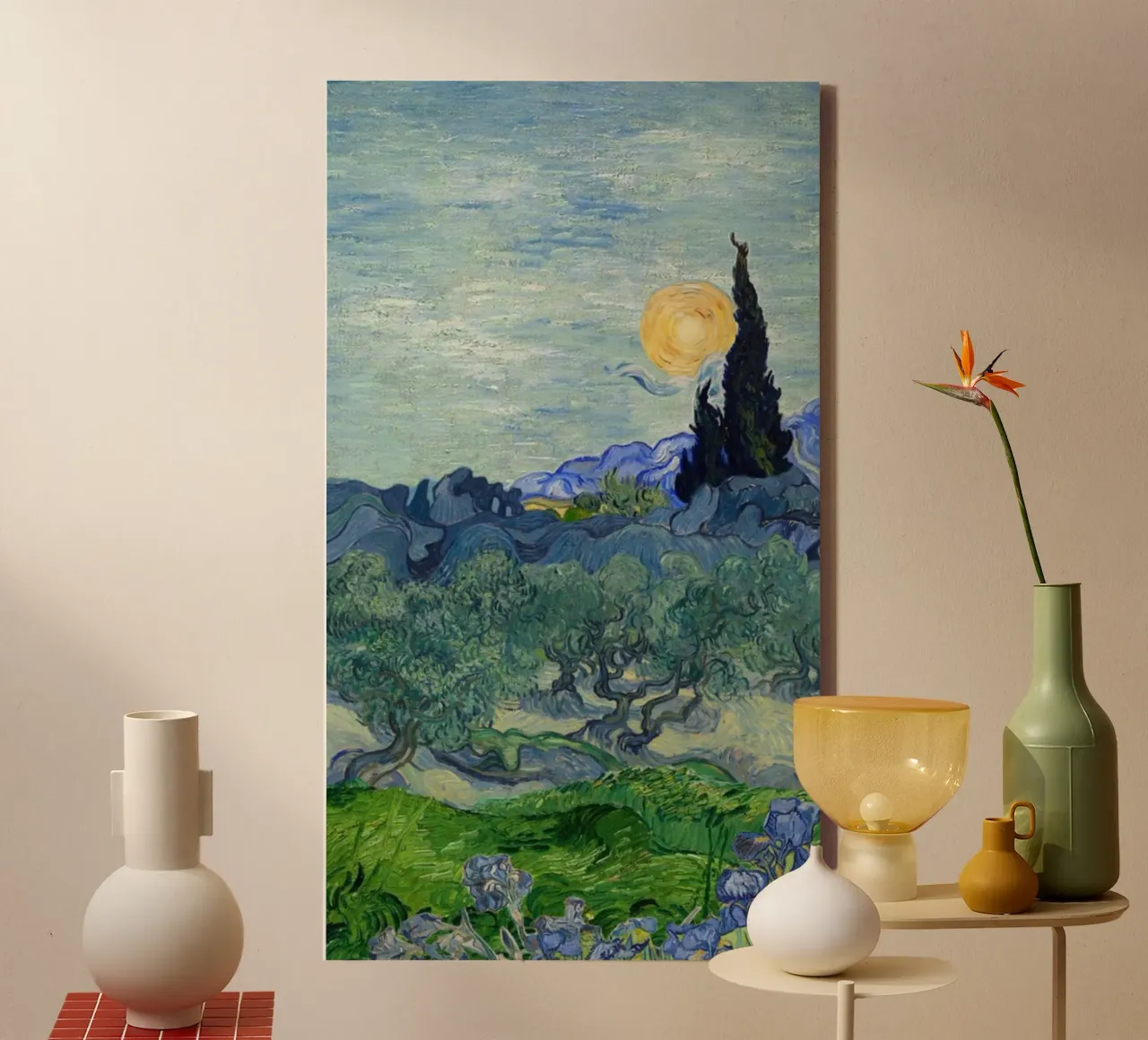 olijfbomen in de natuur canvas met Baklijst van cloud shop