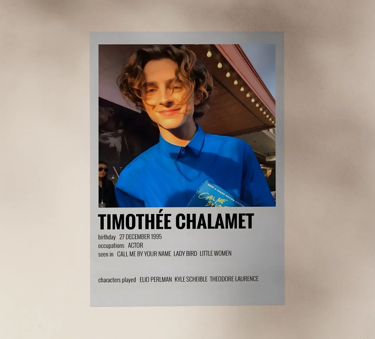 TIMOTHÉE CHALAMET pellicola backlit da MVFminimalist