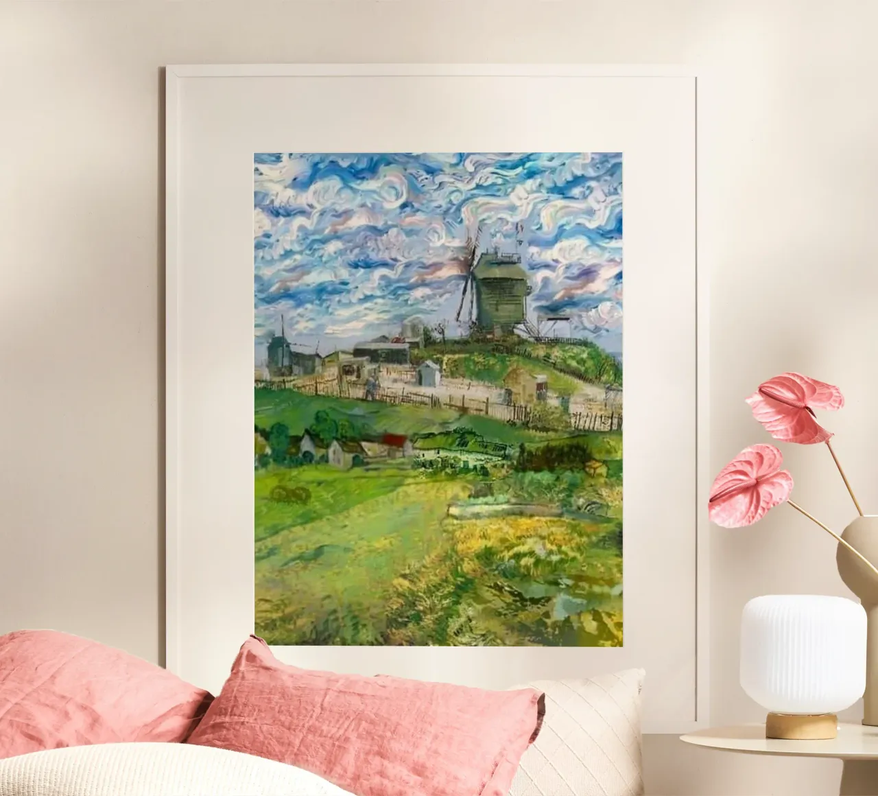 recinzione rurale della casa del mulino a vento poster con telaio in legno da cloud shop