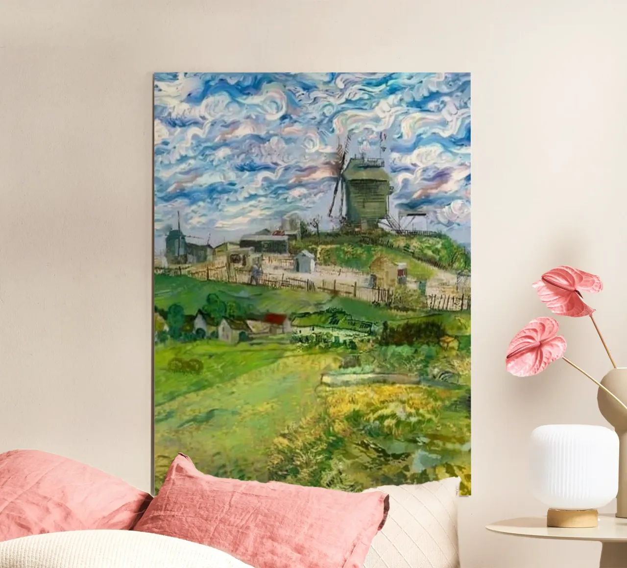 recinzione rurale della casa del mulino a vento poster con telaio in legno da cloud shop