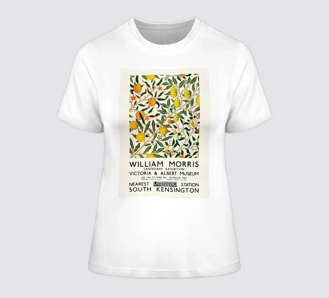 William Morris Citrus Pattern - Exhibition Poster women's fitted t-shirt by leslie shop