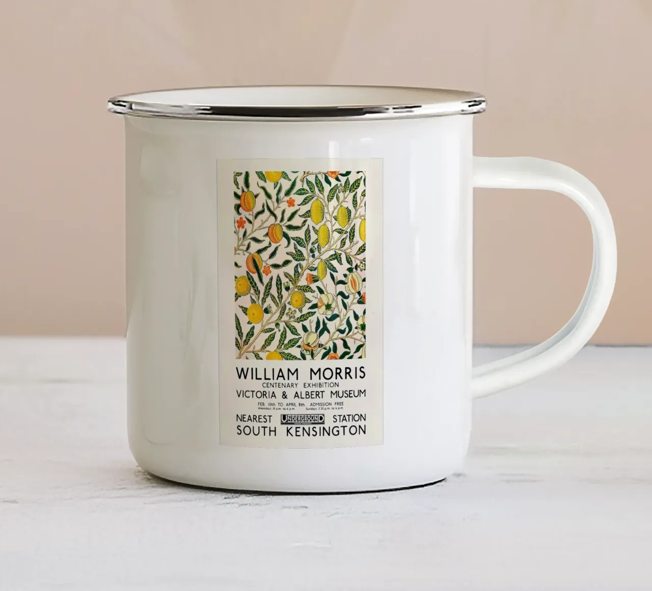 William Morris Citrus Pattern - Poster per la mostra tazza in smalto da leslie shop