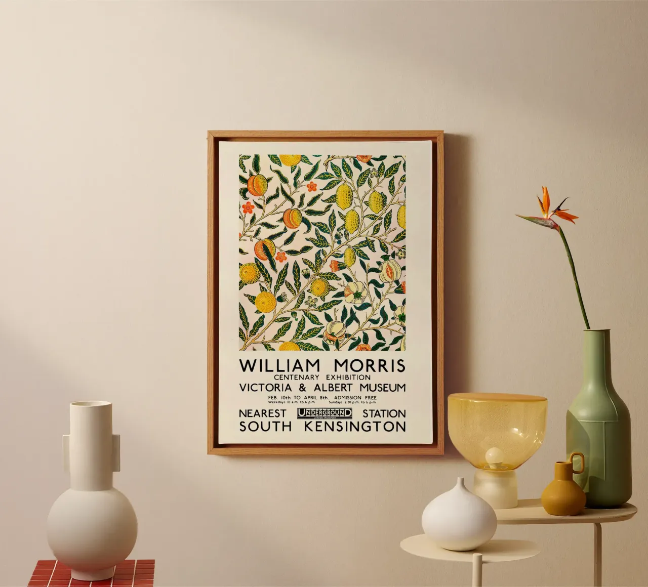 William Morris Citrus Pattern - Poster per la mostra tela con Cornice a cassetta da leslie shop