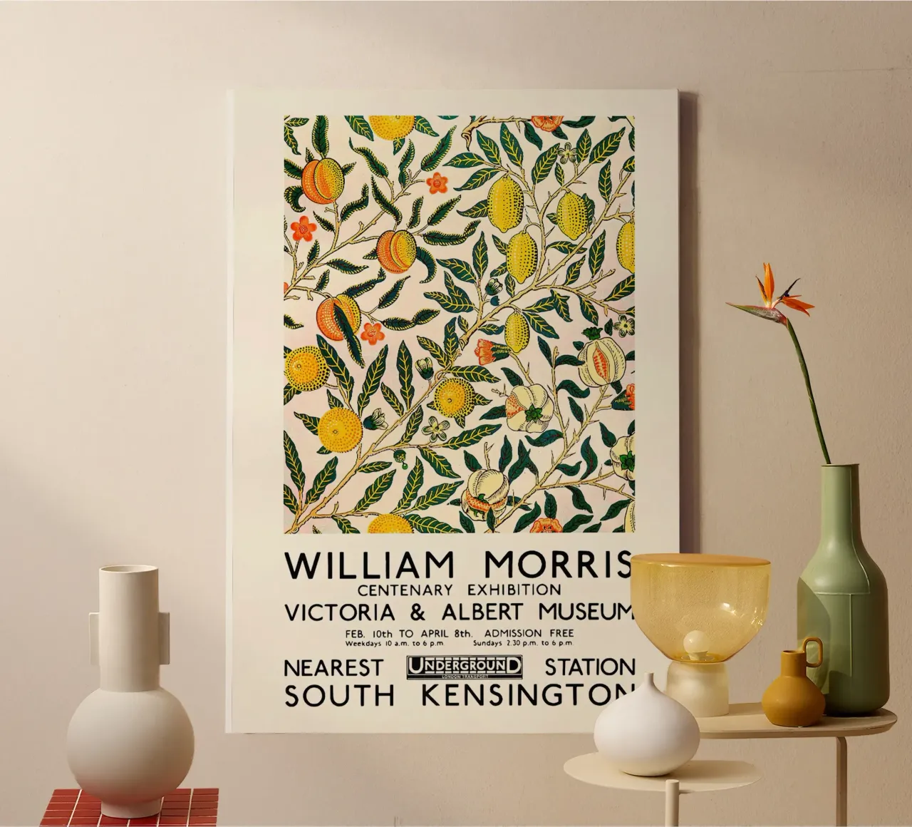 William Morris Citrus Pattern - Poster per la mostra tela con Cornice a cassetta da leslie shop