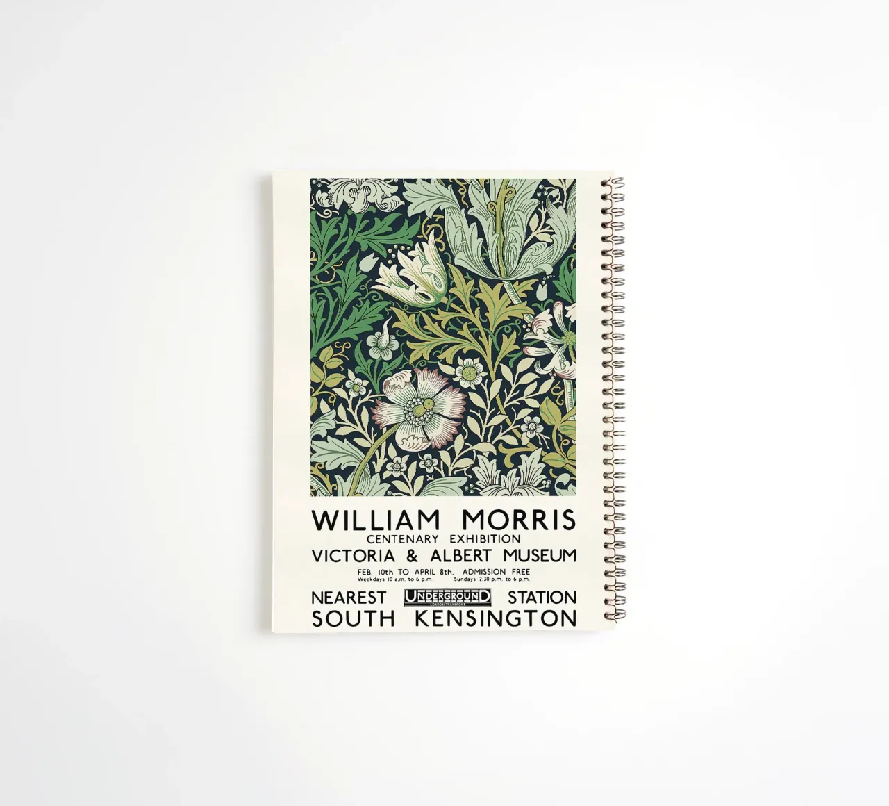 William Morris V and A Museum Exhibition Poster spiral notebook by leslie shop