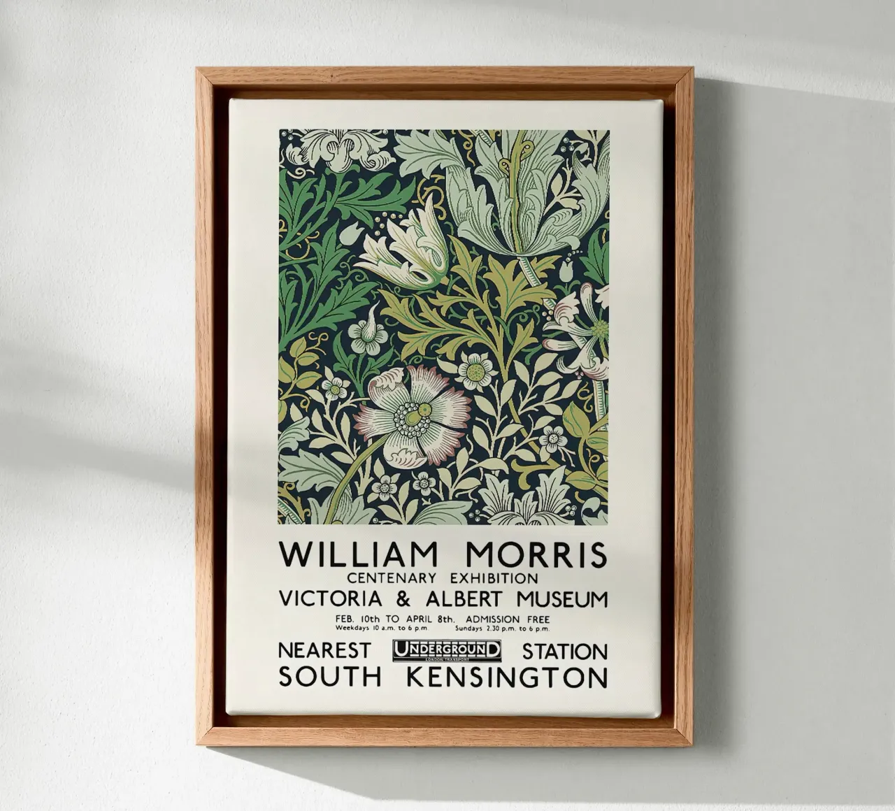 Affiche de l'exposition du musée William Morris V and A toile avec Caisse américaine de leslie shop