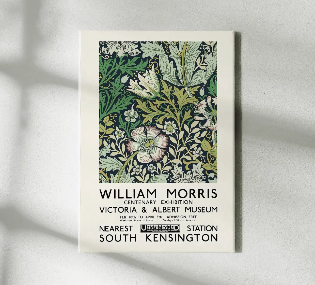 Affiche de l'exposition du musée William Morris V and A toile avec Caisse américaine de leslie shop