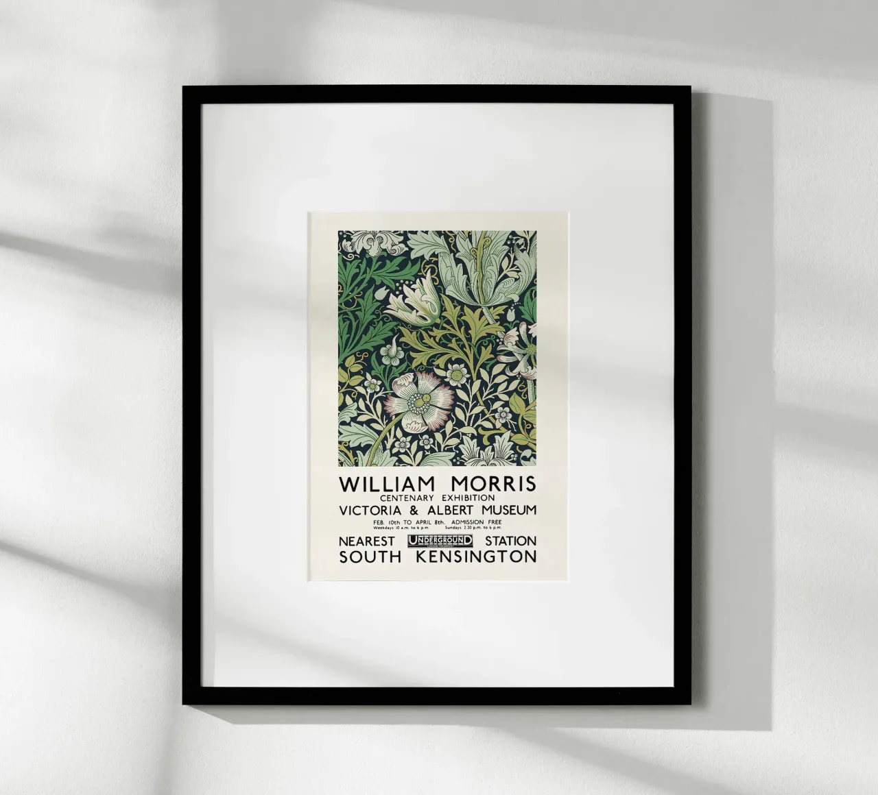 William Morris V e A Manifesto della mostra del museo poster con telaio in alluminio da leslie shop