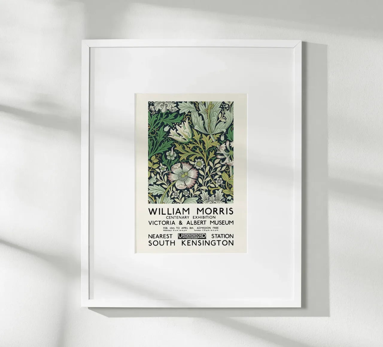 William Morris V e A Manifesto della mostra del museo poster con telaio in alluminio da leslie shop