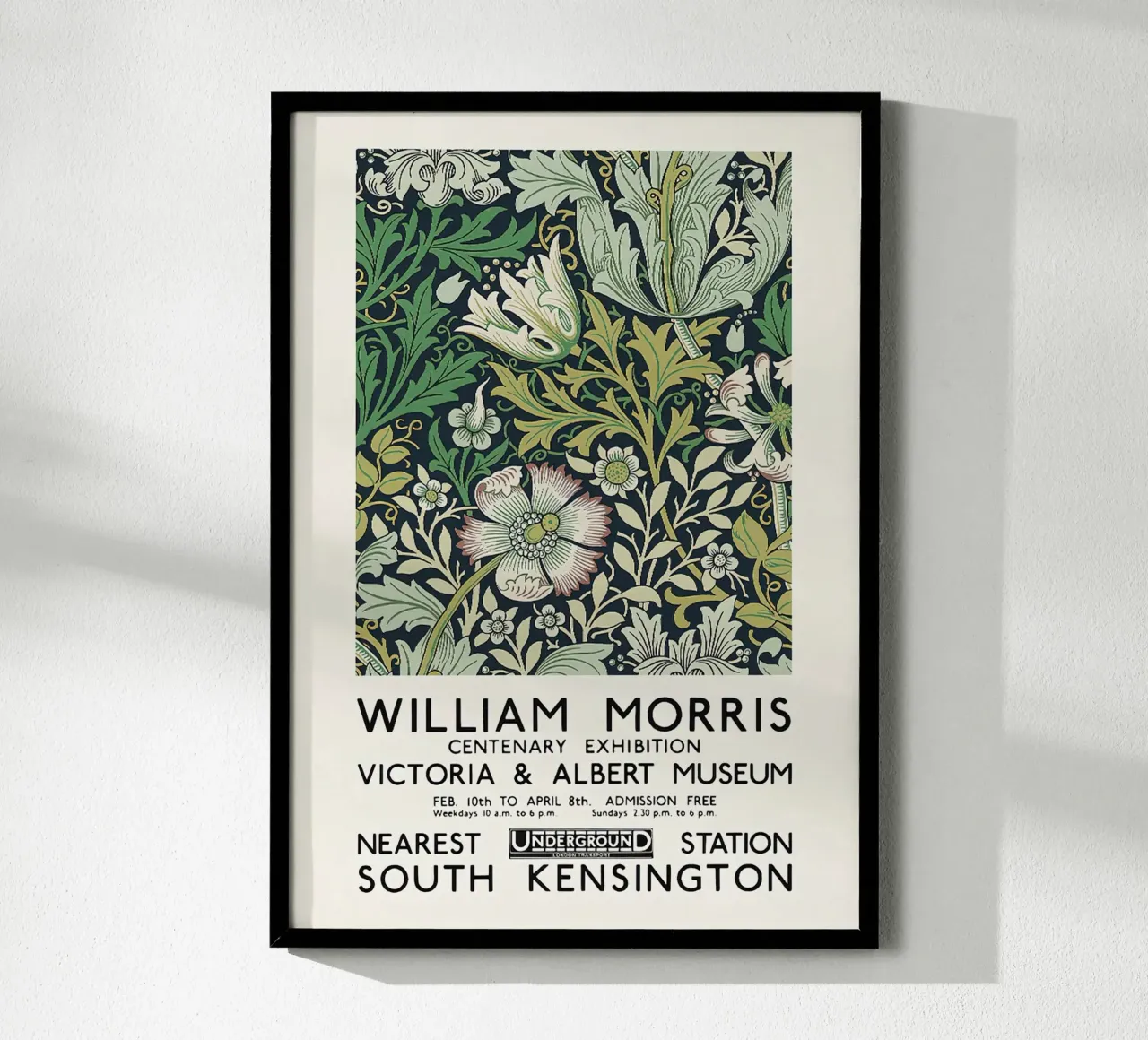 William Morris V e A Manifesto della mostra del museo poster con telaio in alluminio da leslie shop