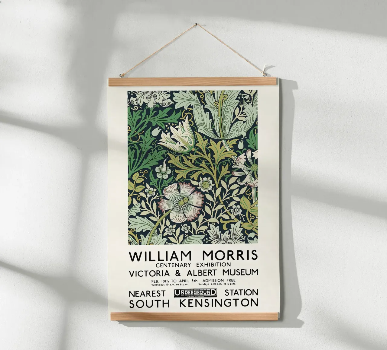 William Morris V e A Manifesto della mostra del museo poster con telaio in alluminio da leslie shop