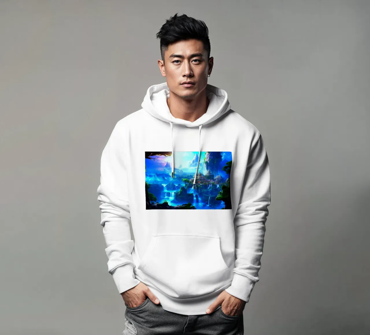 templo de las cascadas sudadera con capucha de space words