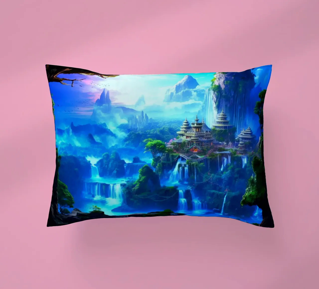 tempio delle cascate cuscino da space words