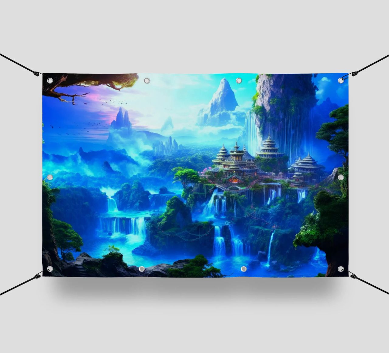 tempio delle cascate telo in pvc da space words