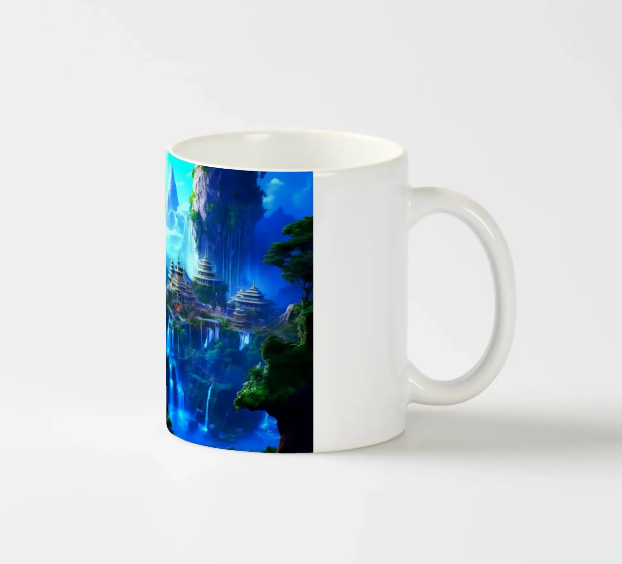 watervallen tempel keramische mok van space words