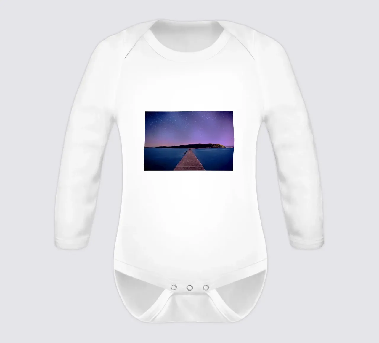 cielo viola con via di legno body neonato maniche lunghe da space words