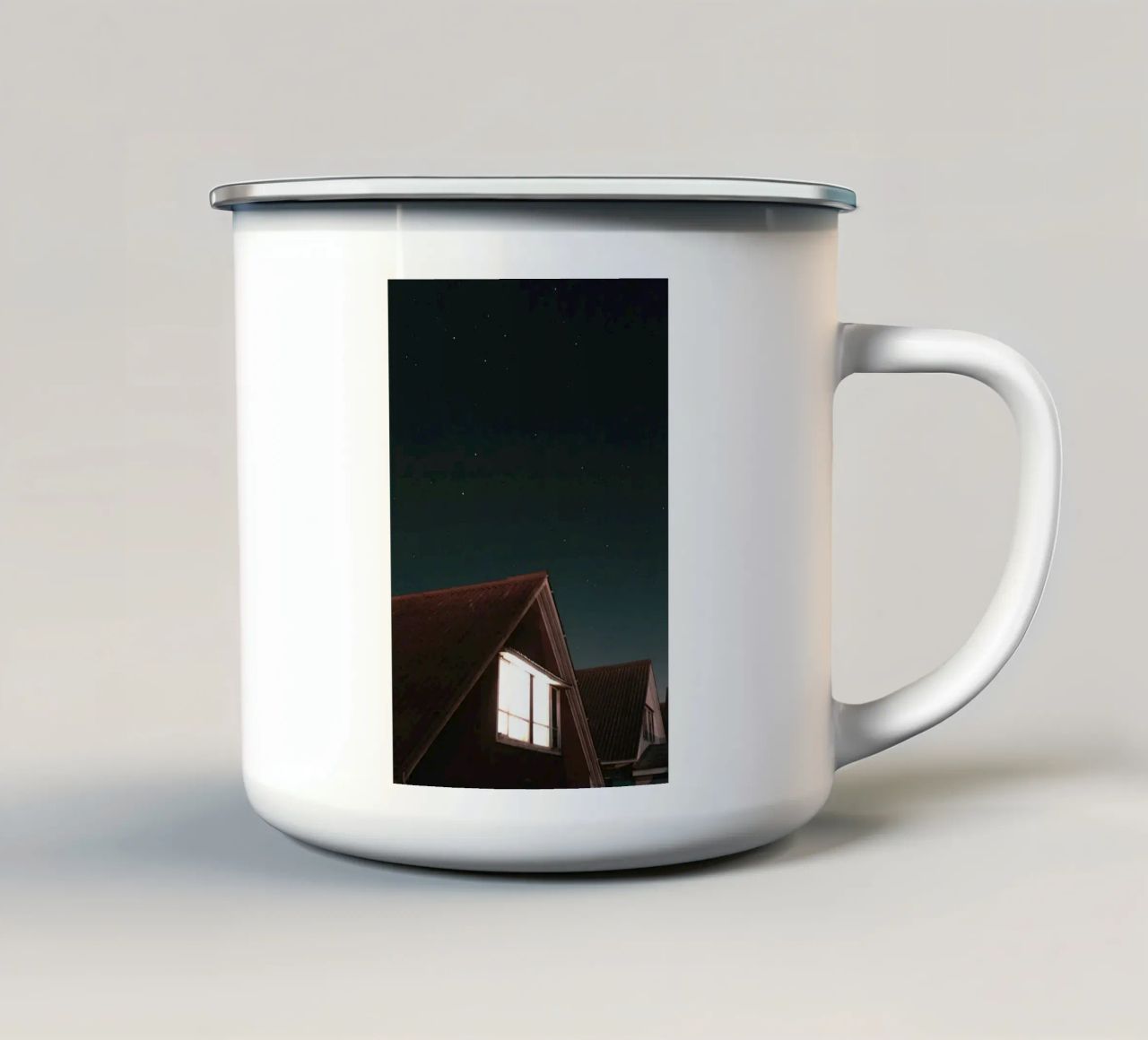 stelle sul tetto tazza in smalto da space words