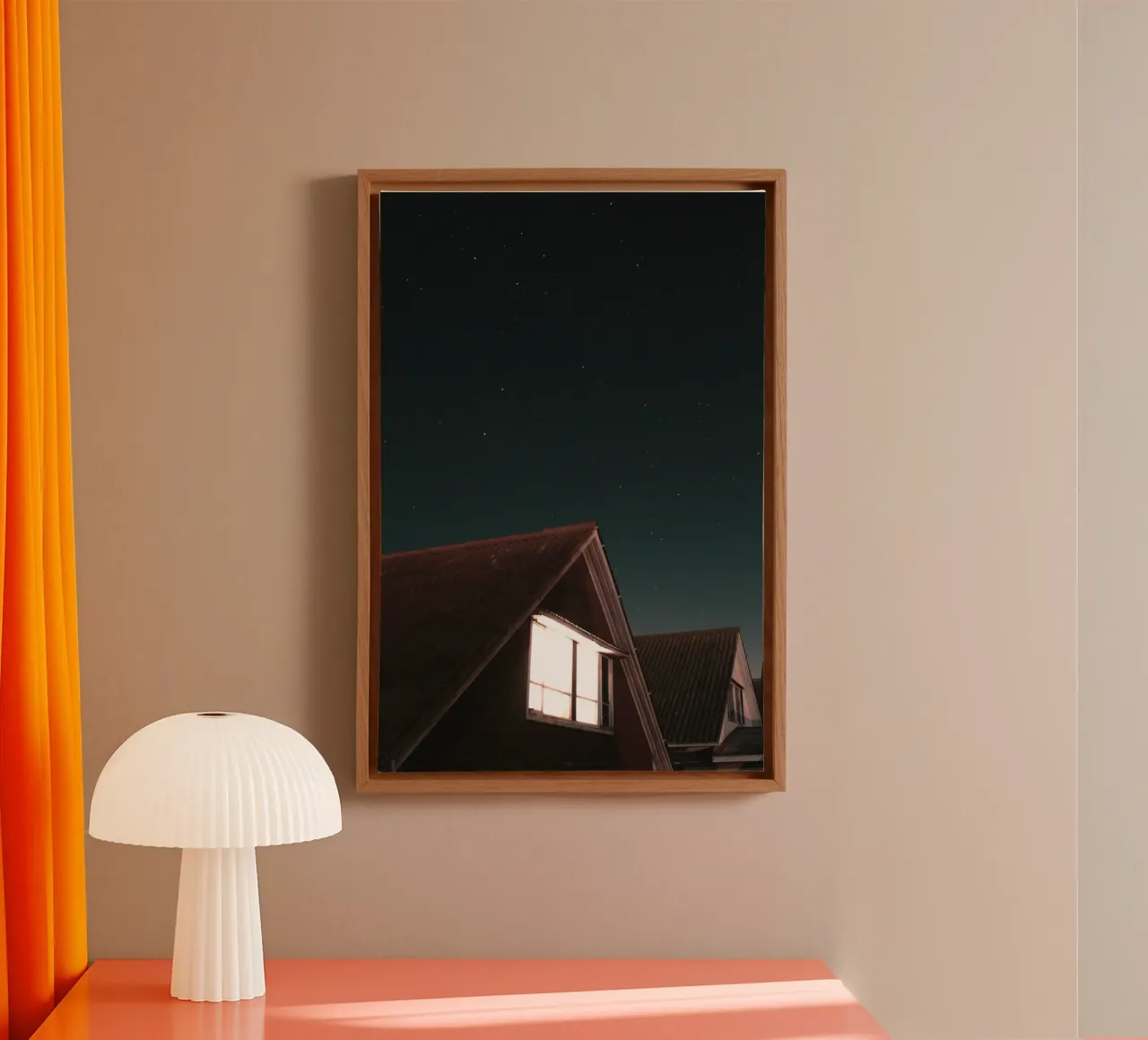 stelle sul tetto tela con Cornice a cassetta da space words