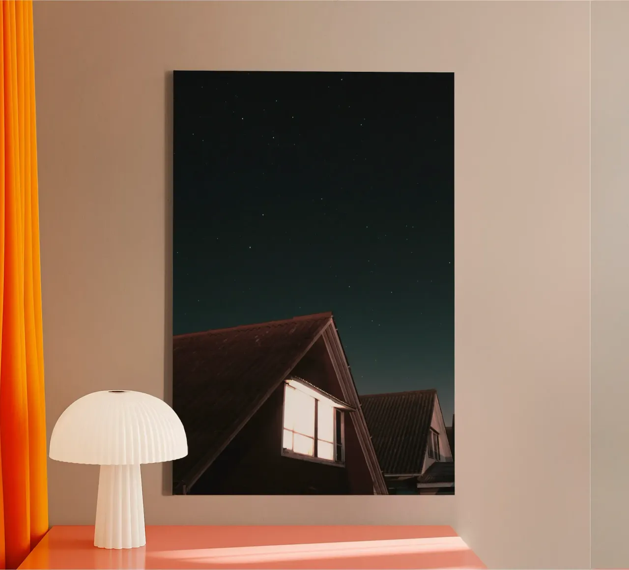 stelle sul tetto tela con Cornice a cassetta da space words
