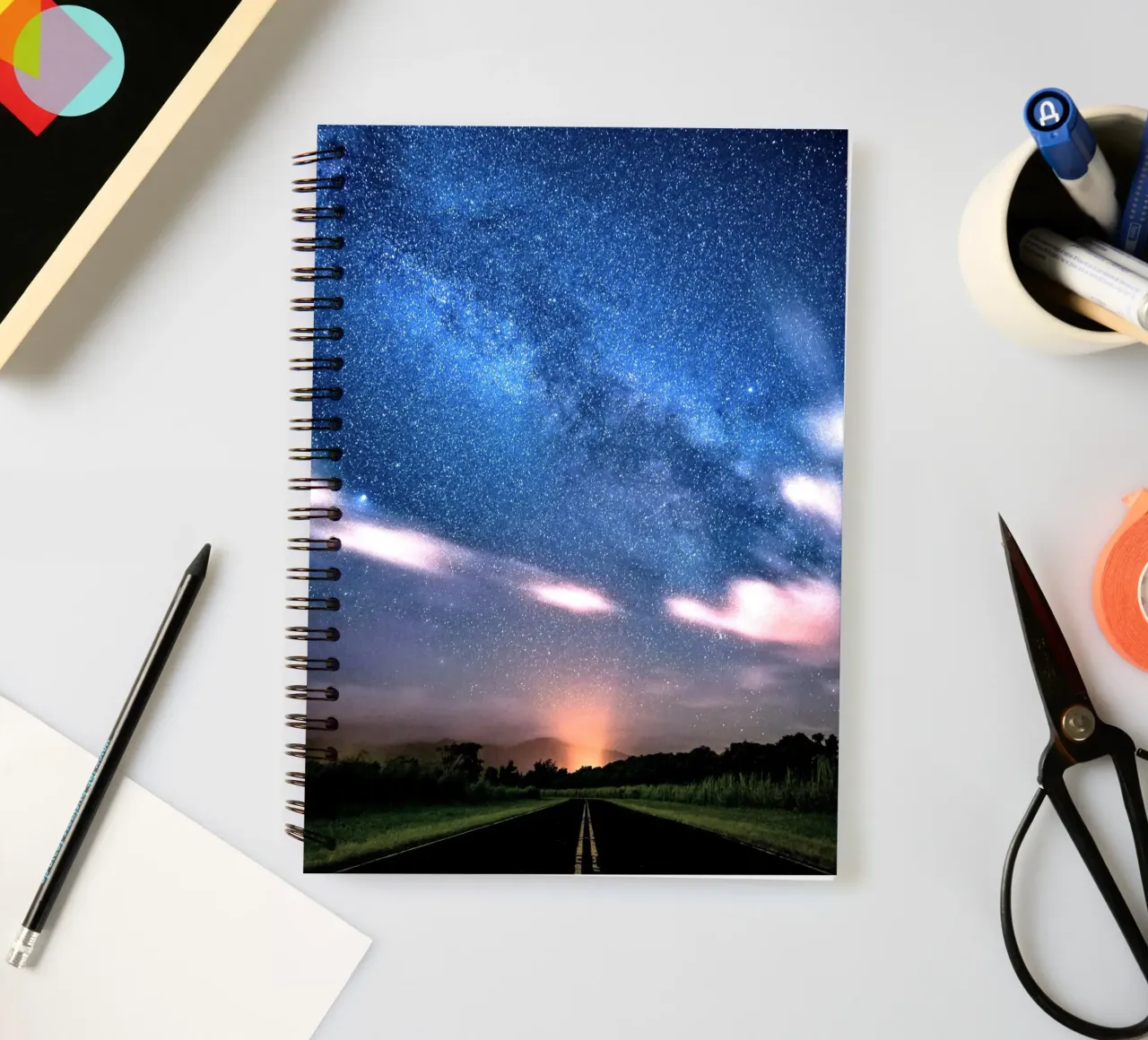 milky way and the twillight spiral notebook by space words