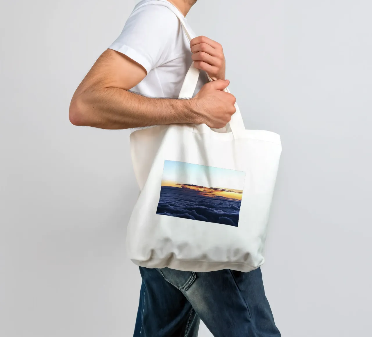 cloudscape and sun rays tote bag by space words
