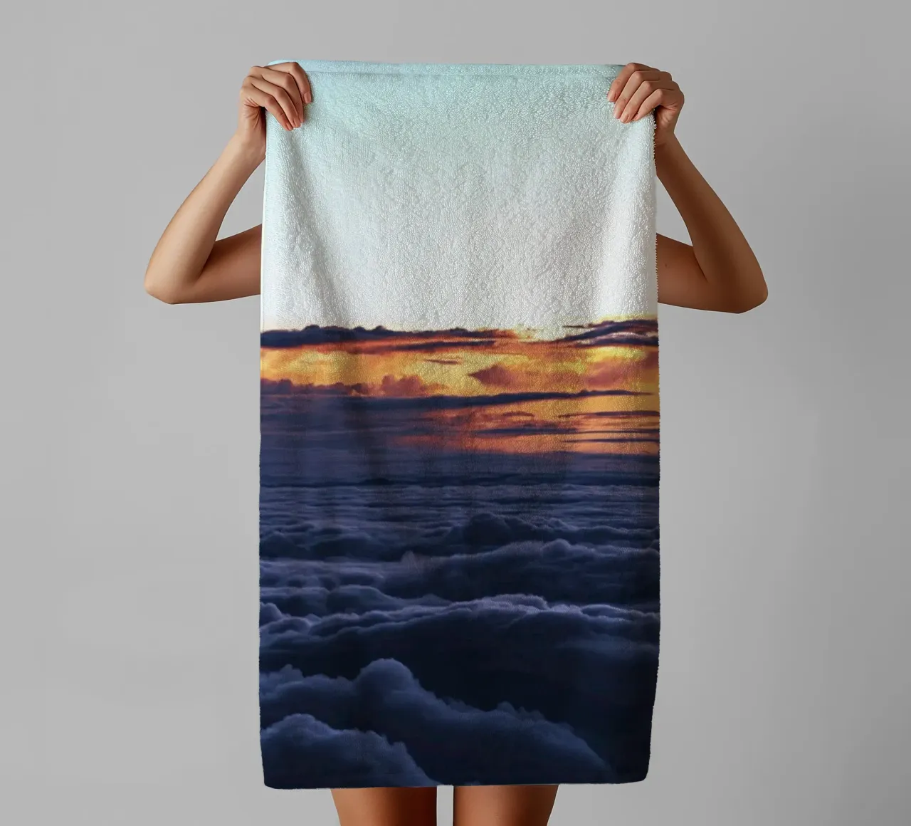 cloudscape and sun rays towel by space words