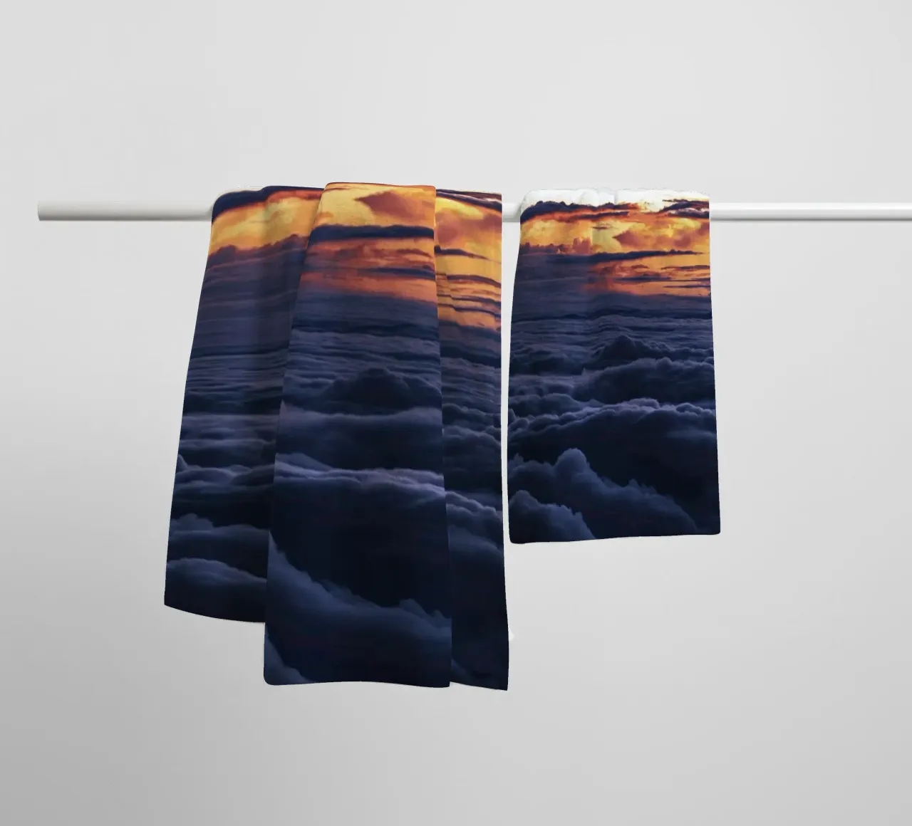 cloudscape and sun rays towel by space words
