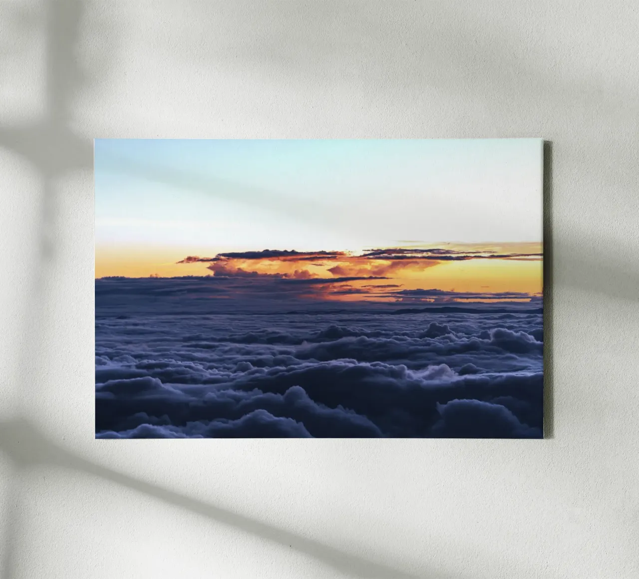 cloudscape and sun rays canvas with Floater frame by space words