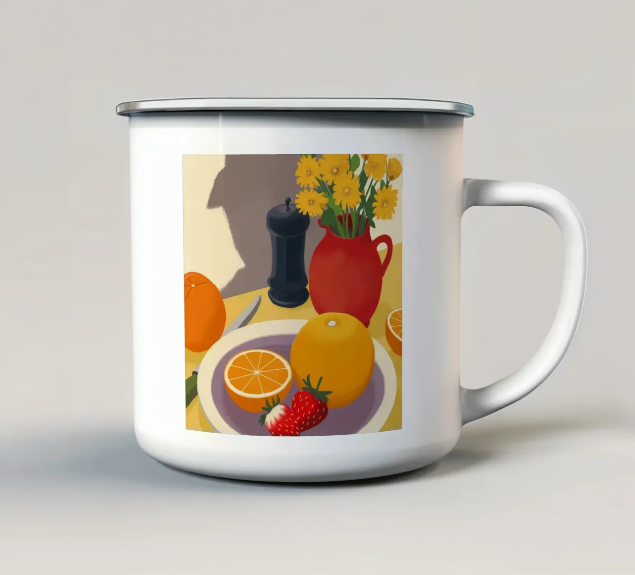 Pepper Grinder Stillness enamel mug by Haven Fantasy