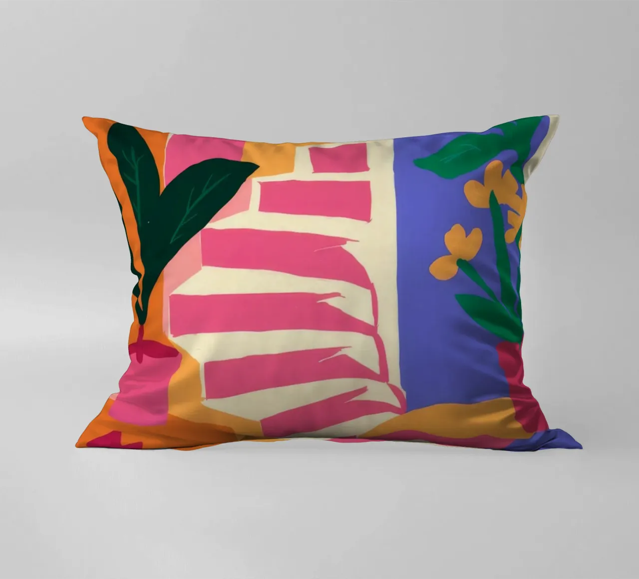 Pink Steps Leafy Climb decorative cushion by Stone Decade