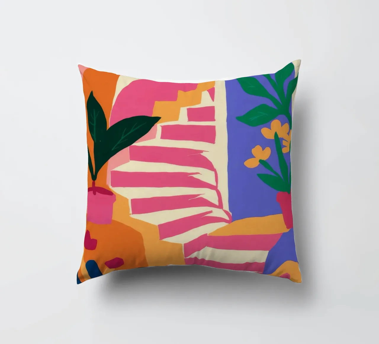 Pink Steps Leafy Climb decorative cushion by Stone Decade
