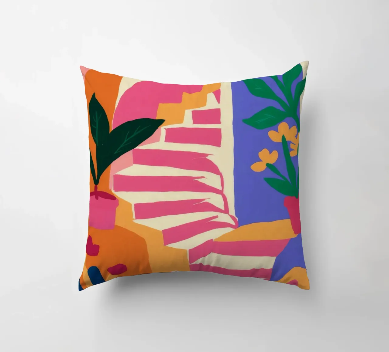 Pink Steps Leafy Climb decorative cushion by Stone Decade