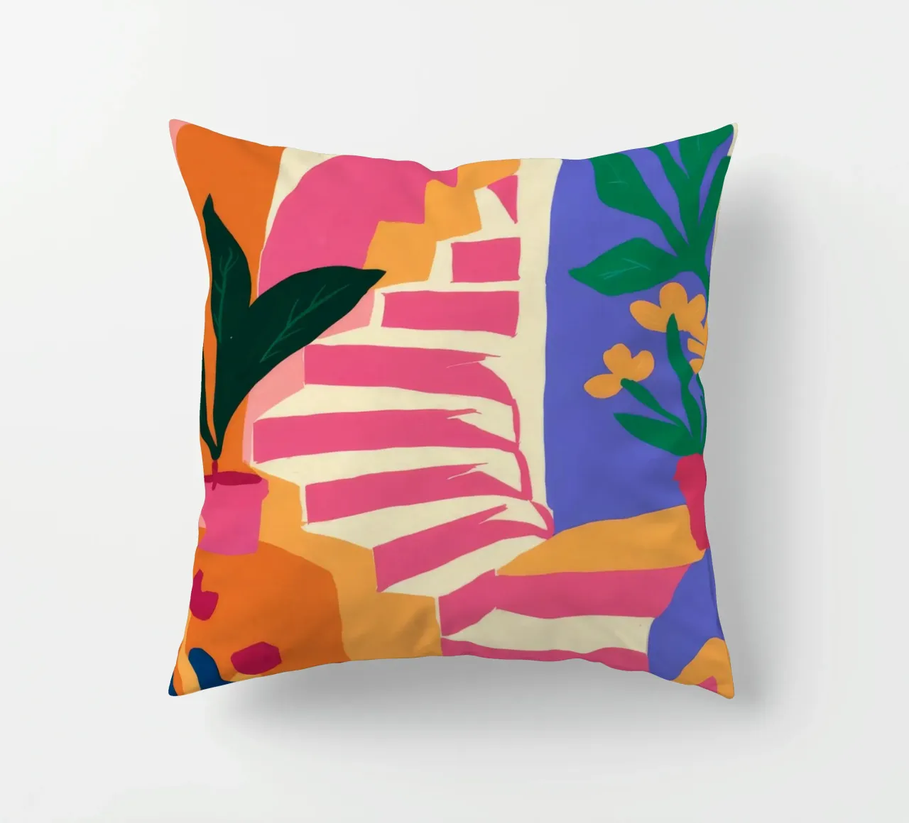 Pink Steps Leafy Climb decorative cushion by Stone Decade