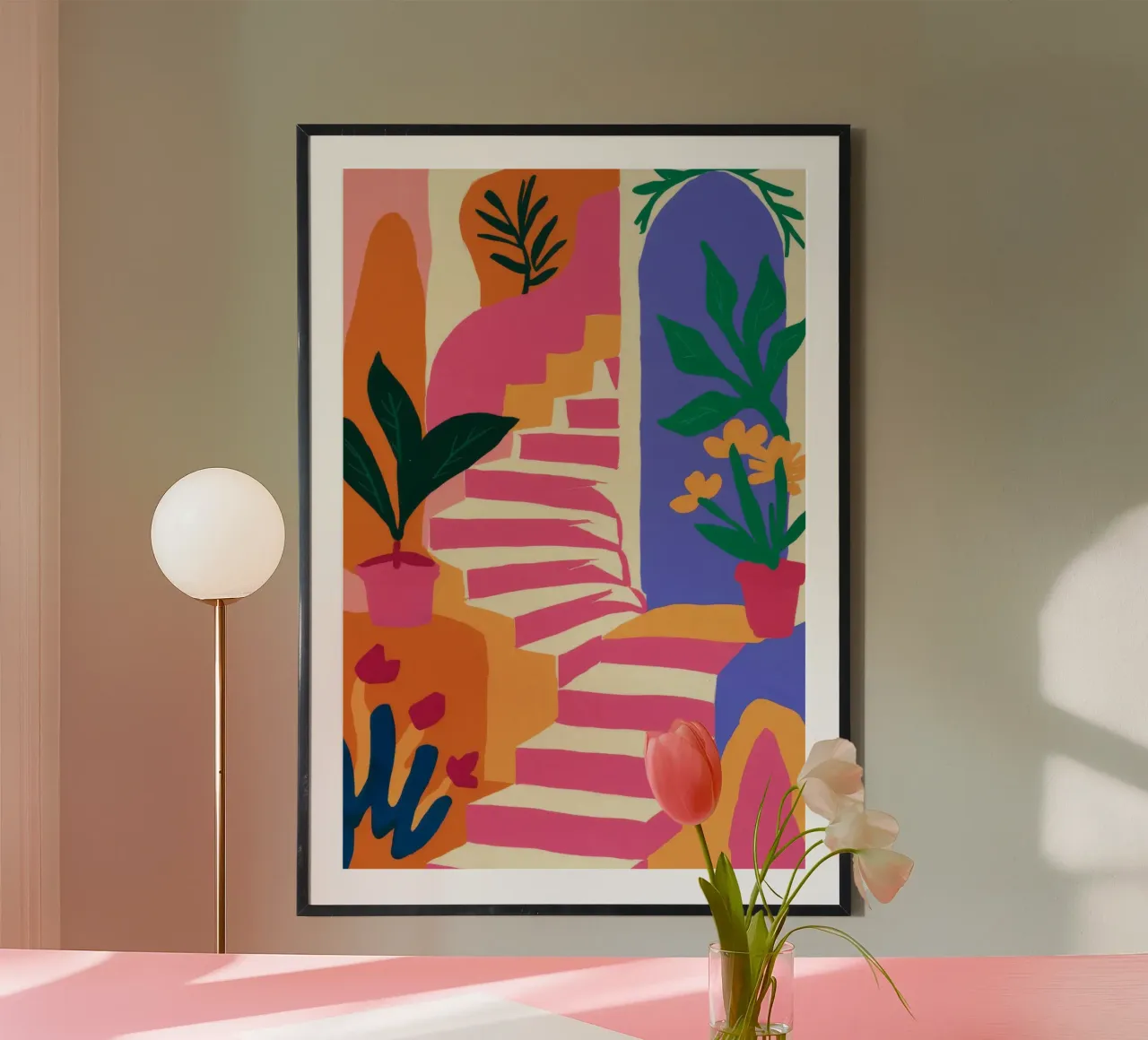 Pink Steps Leafy Climb hahnemühle by Stone Decade