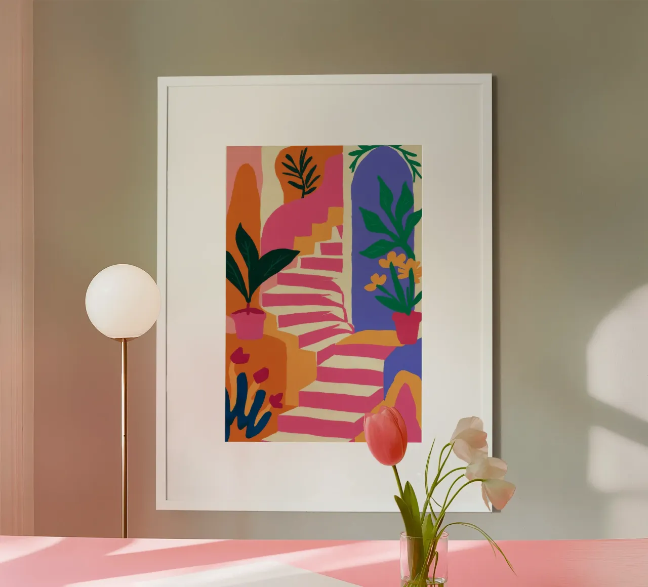 Pink Steps Leafy Climb hahnemühle by Stone Decade