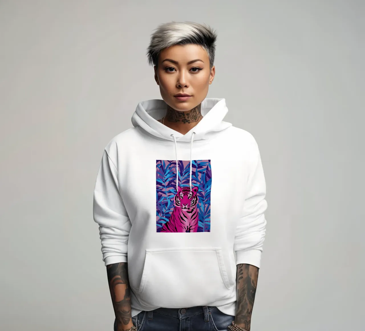 Giungla della tigre di Magenta felpa con cappuccio da Haven Fantasy