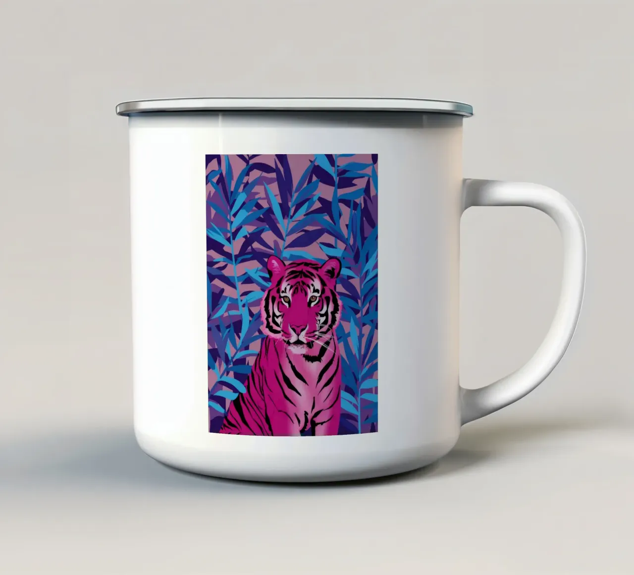 Giungla della tigre di Magenta tazza in smalto da Haven Fantasy