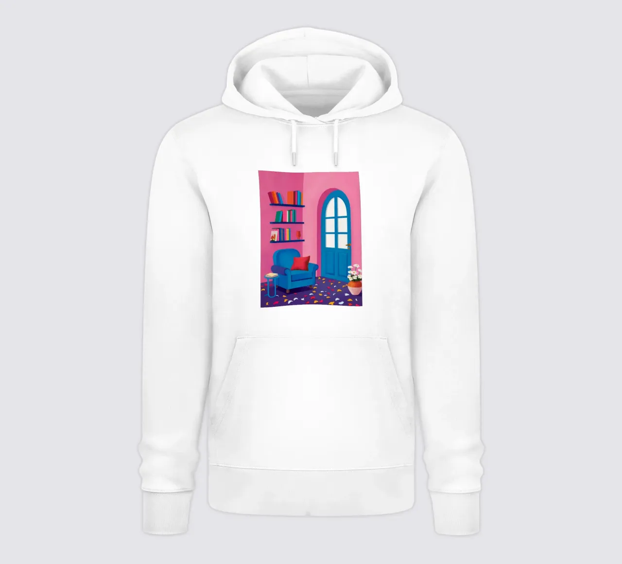 Porta blu Muro rosa felpa con cappuccio da FadeAura