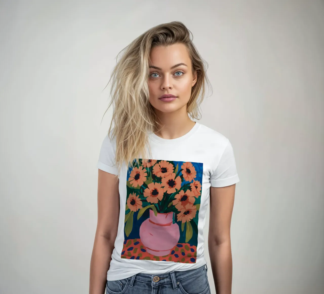 Sunflower Blush Rhapsody women's fitted t-shirt by Pan Denim