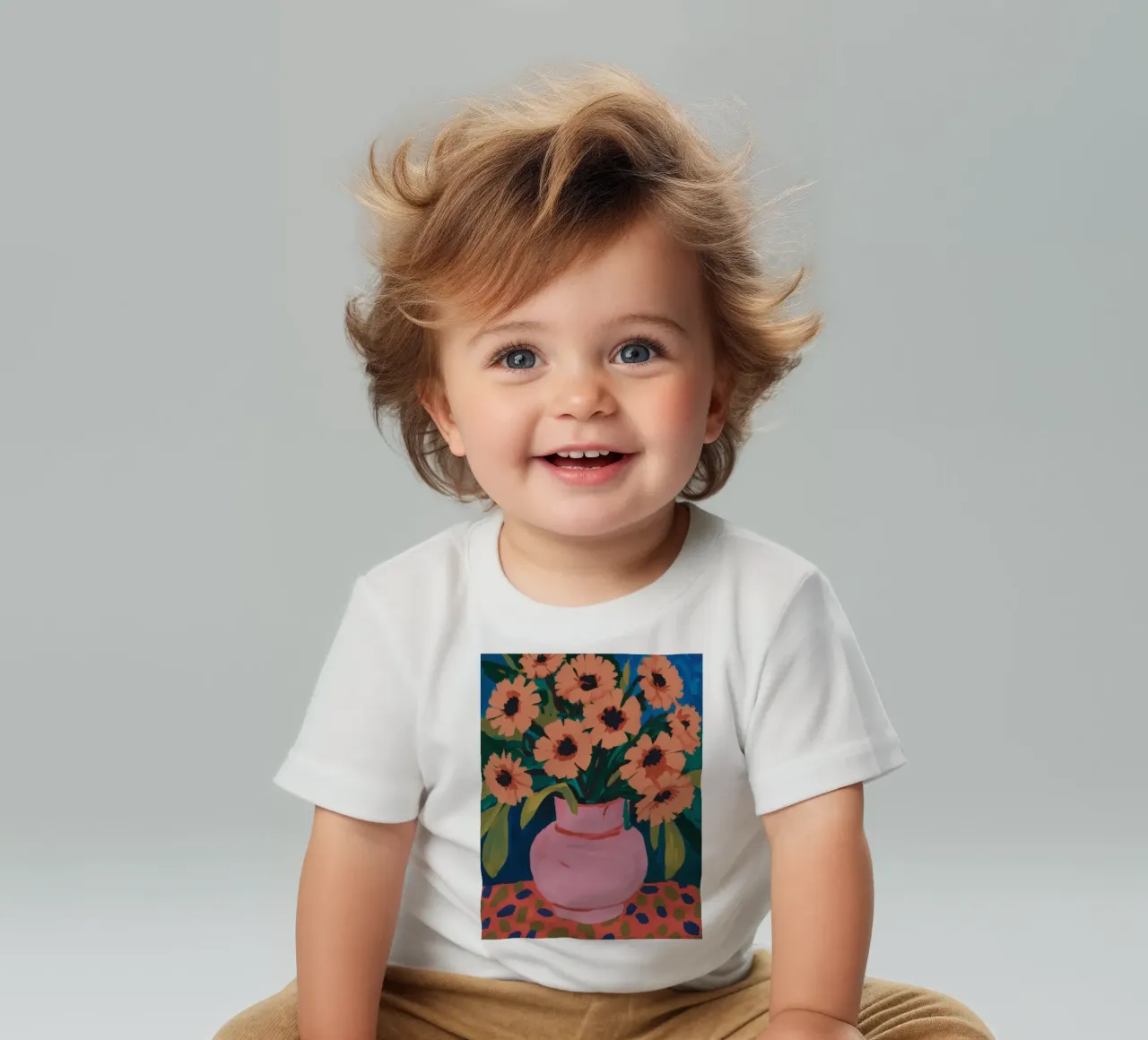 Sunflower Blush Rhapsody baby t-shirt by Pan Denim