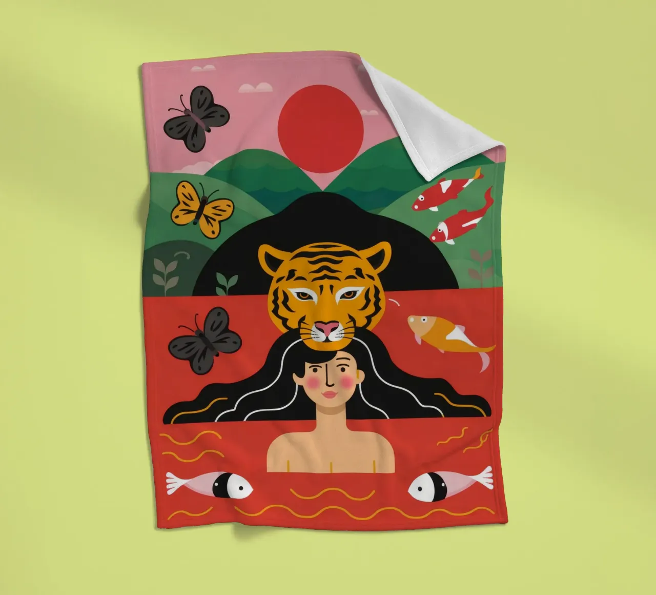 Tiger Fish Goddess fleece blanket by Stone Decade