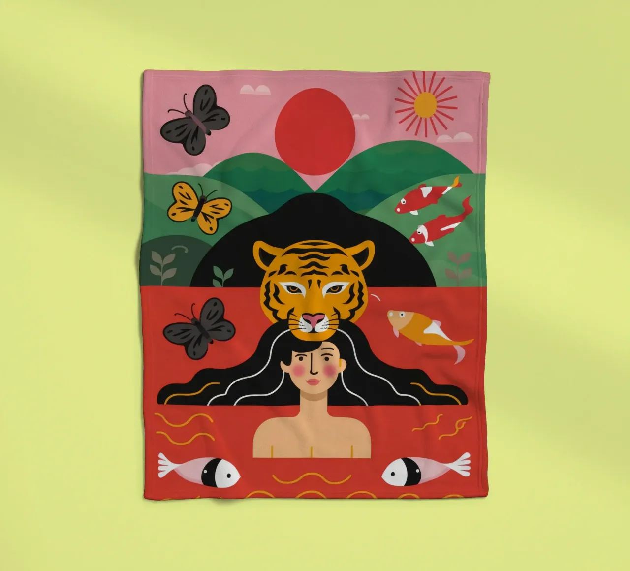 Tiger Fish Goddess fleece blanket by Stone Decade