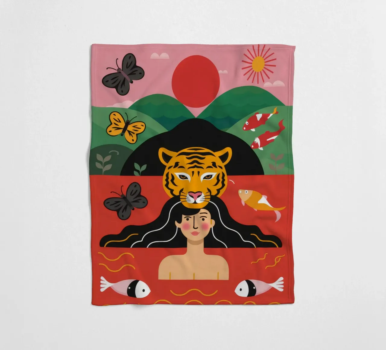 Tiger Fish Goddess fleece blanket by Stone Decade