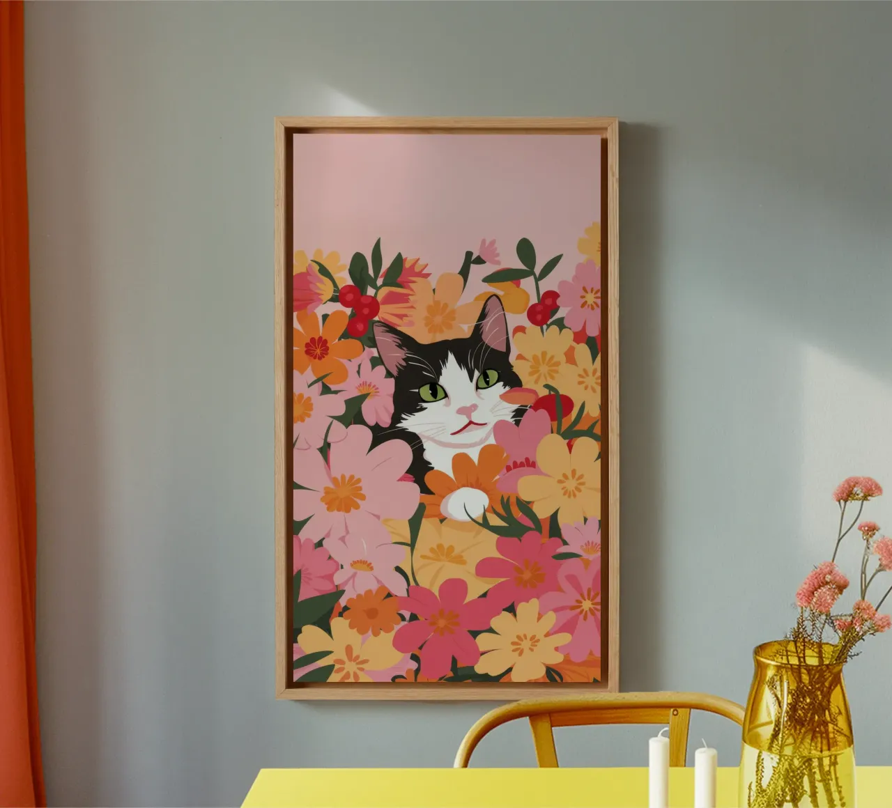 Sleeping Cat Floral Dream canvas by FadeAura