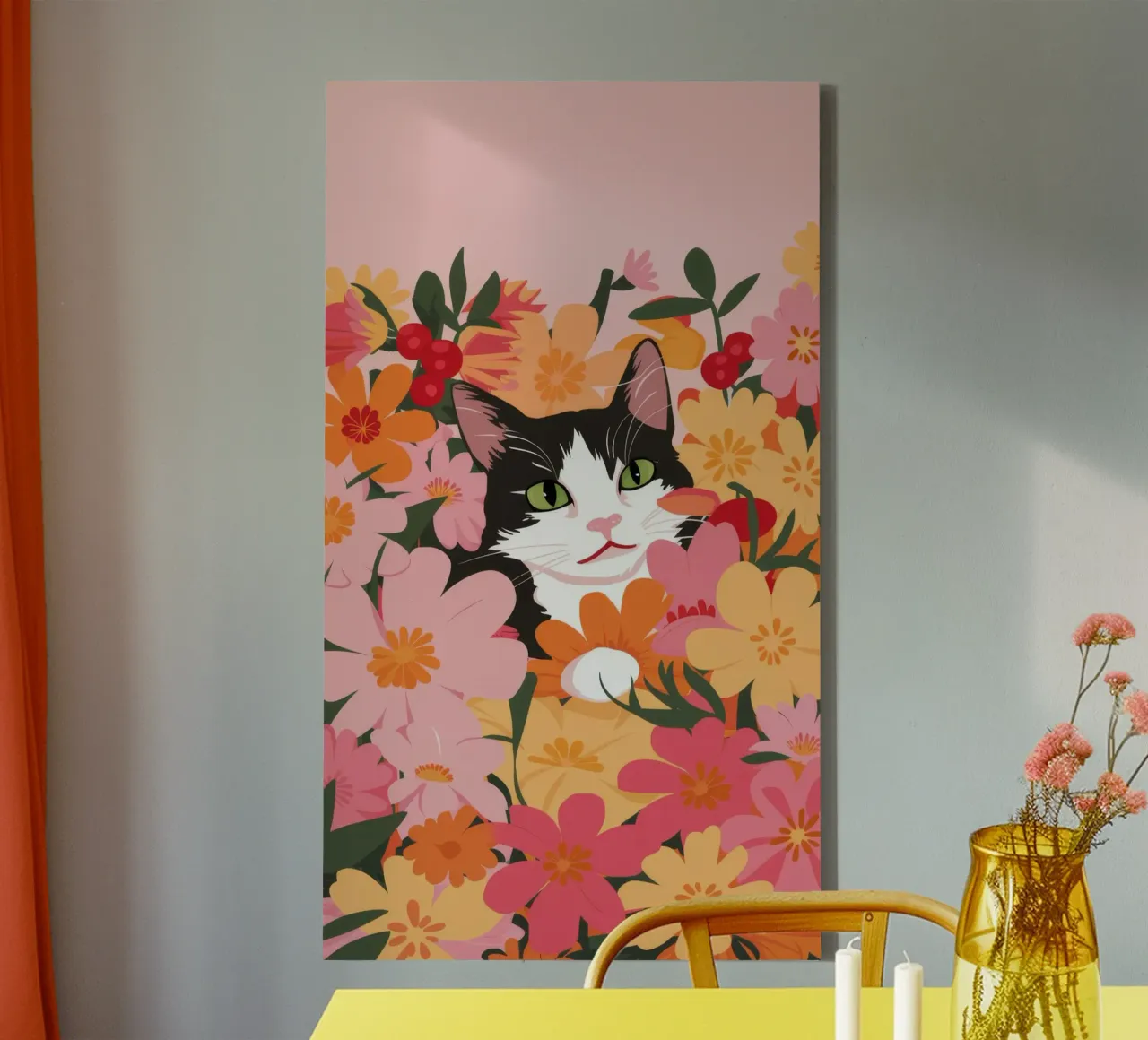 Sleeping Cat Floral Dream canvas by FadeAura