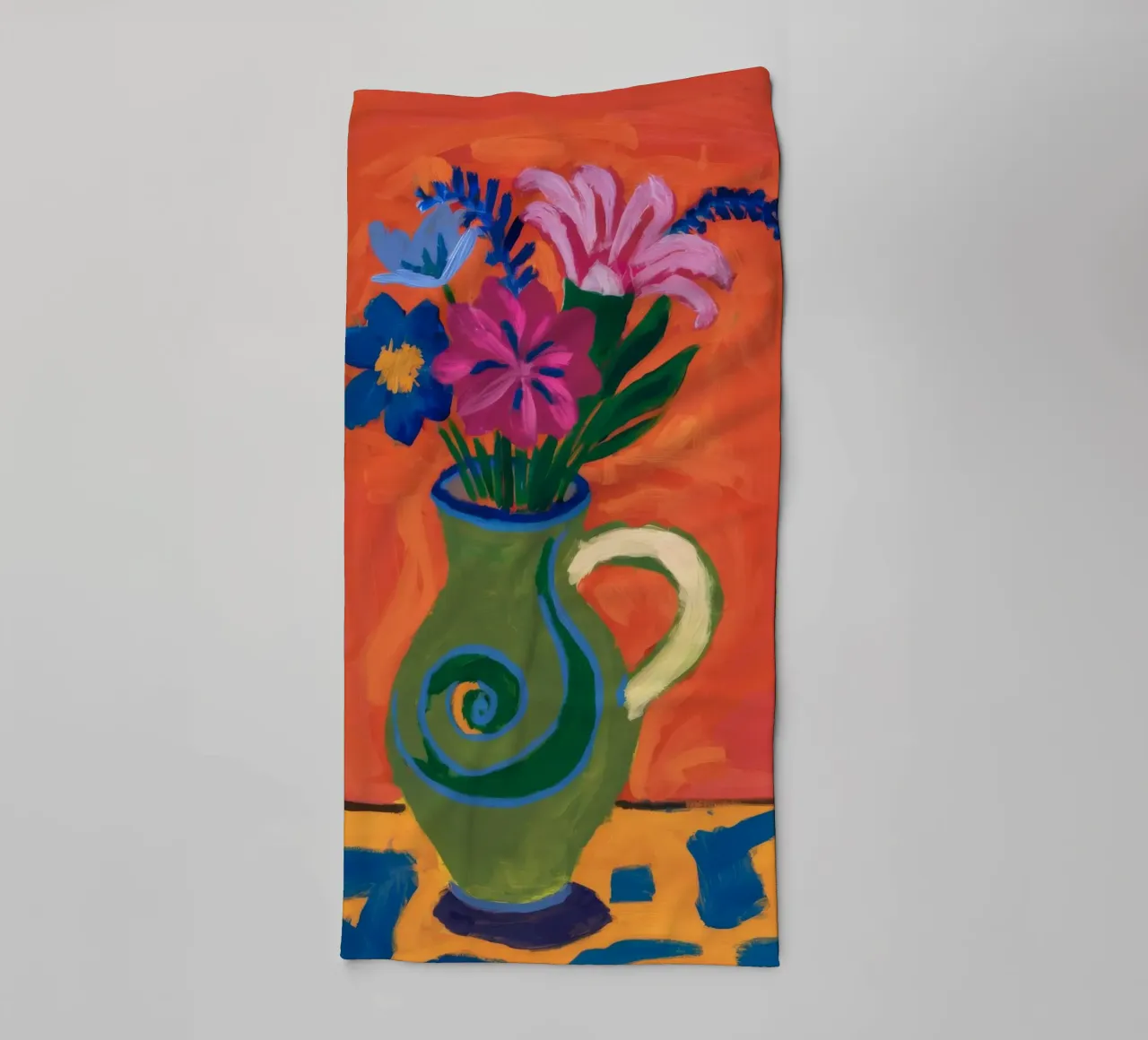 Green Pitcher Swirl towel by Pan Denim