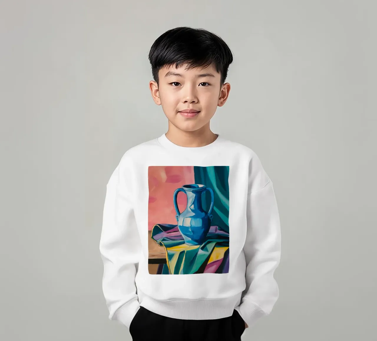 Drappeggio a brocca blu felpa bambino da Pan Denim