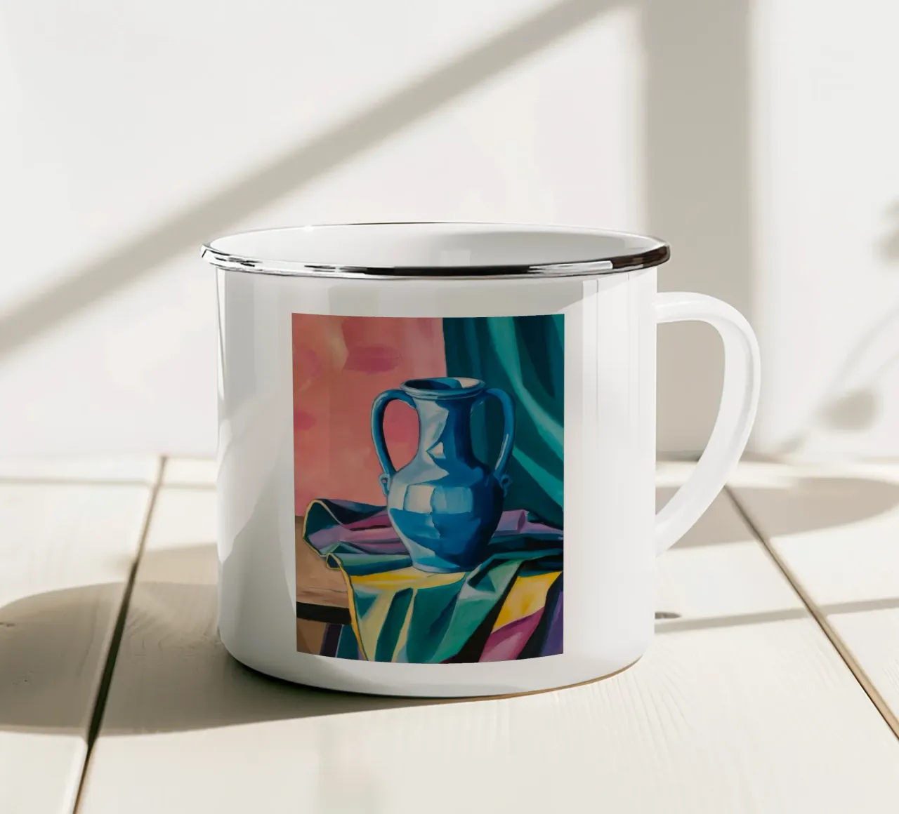 Drappeggio a brocca blu tazza in smalto da Pan Denim
