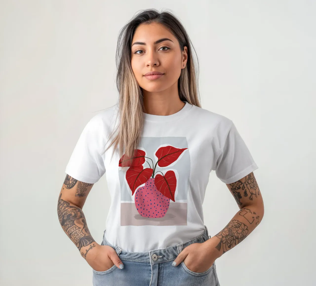 Rotes Blatt Polka Dot T-Shirt von Haven Fantasy