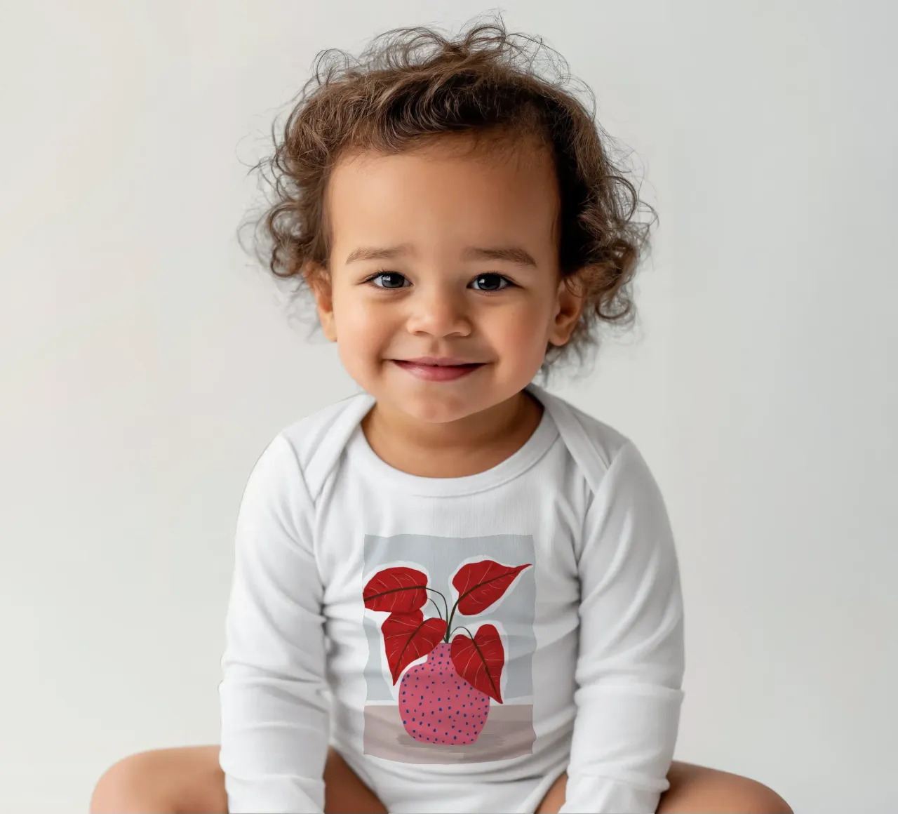 Rotes Blatt Polka Dot Langarm Babybody von Haven Fantasy